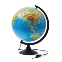 Глобус Земли физический  с подсветкой D=320 мм - «globural.ru» - Первоуральск