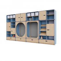 Детская стенка с местом для хранения и зонами отдыха из коллекции «НЕГА» (цвет голубой) - «globural.ru» - Первоуральск